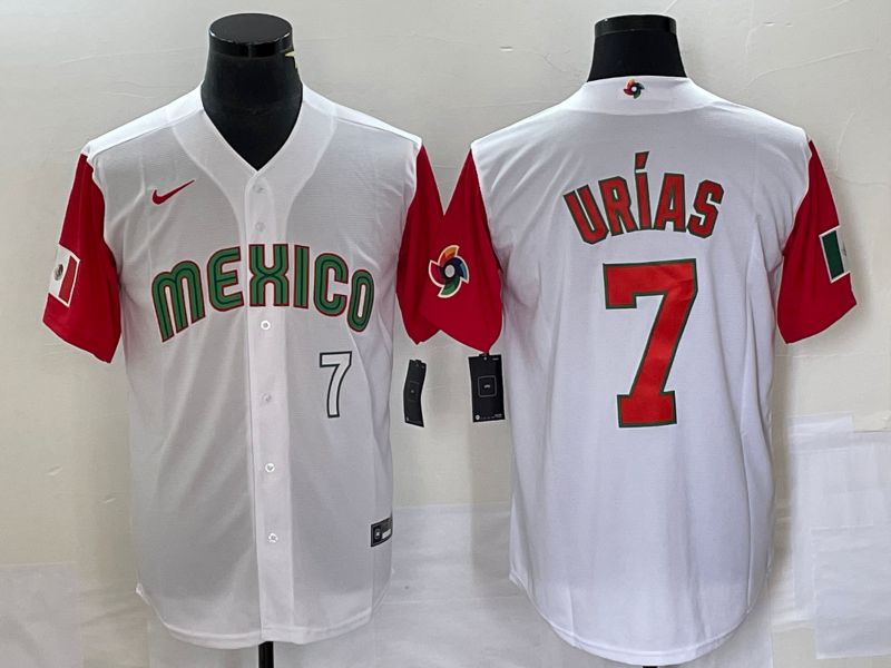 Men 2023 World Cub Mexico #7 Urias White orange Nike MLB Jersey9->more jerseys->MLB Jersey